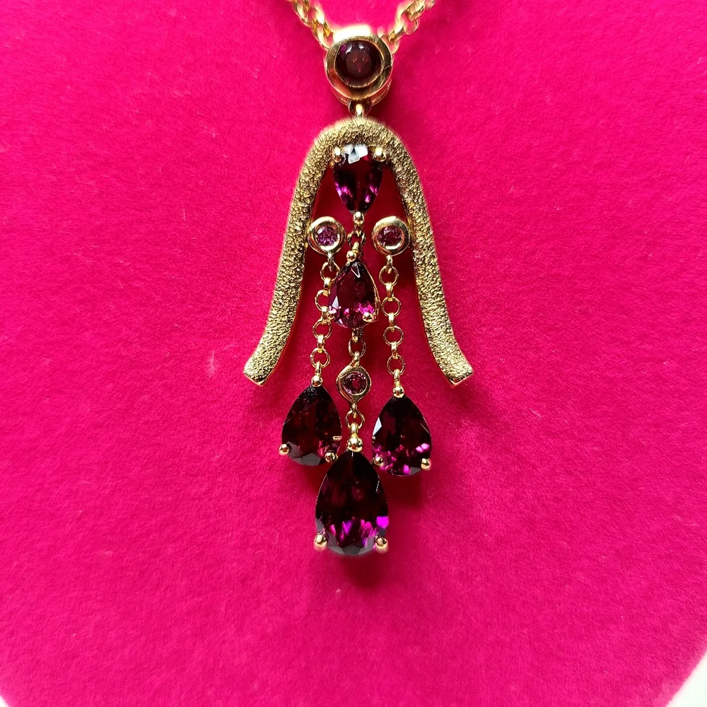 Garnet Tassel Pendant Necklace